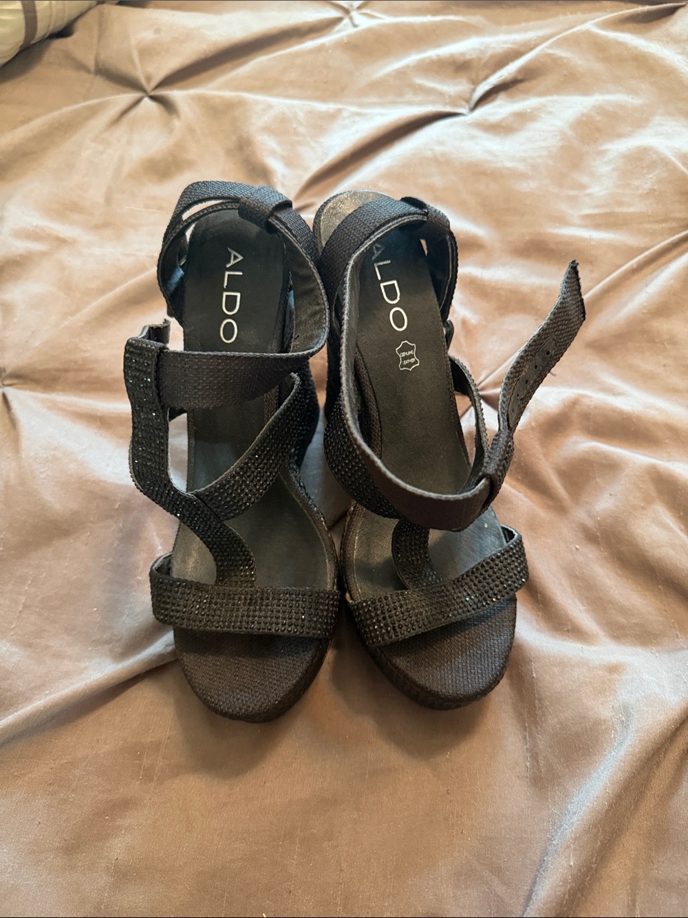 ALDO Black Strappy Platform Heels